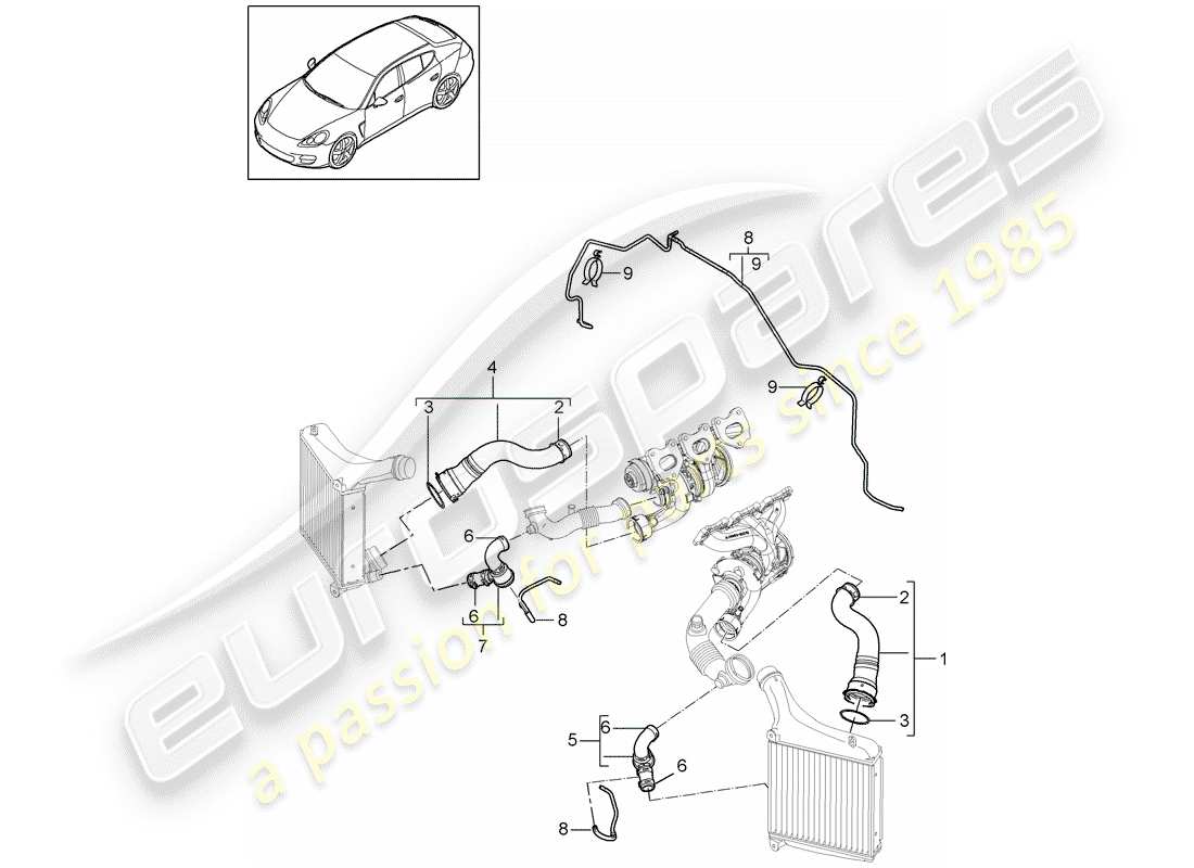 porsche panamera 970 (2016) pressure pipe part diagram