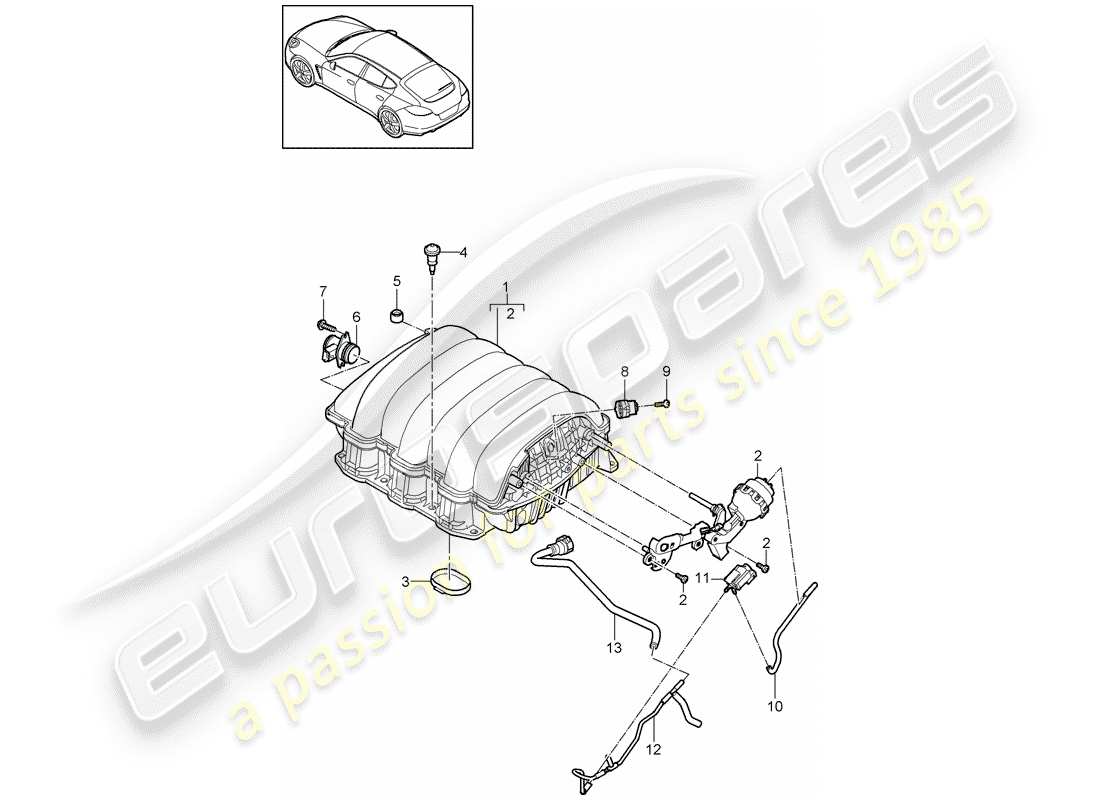 porsche panamera 970 (2016) intake air distributor part diagram