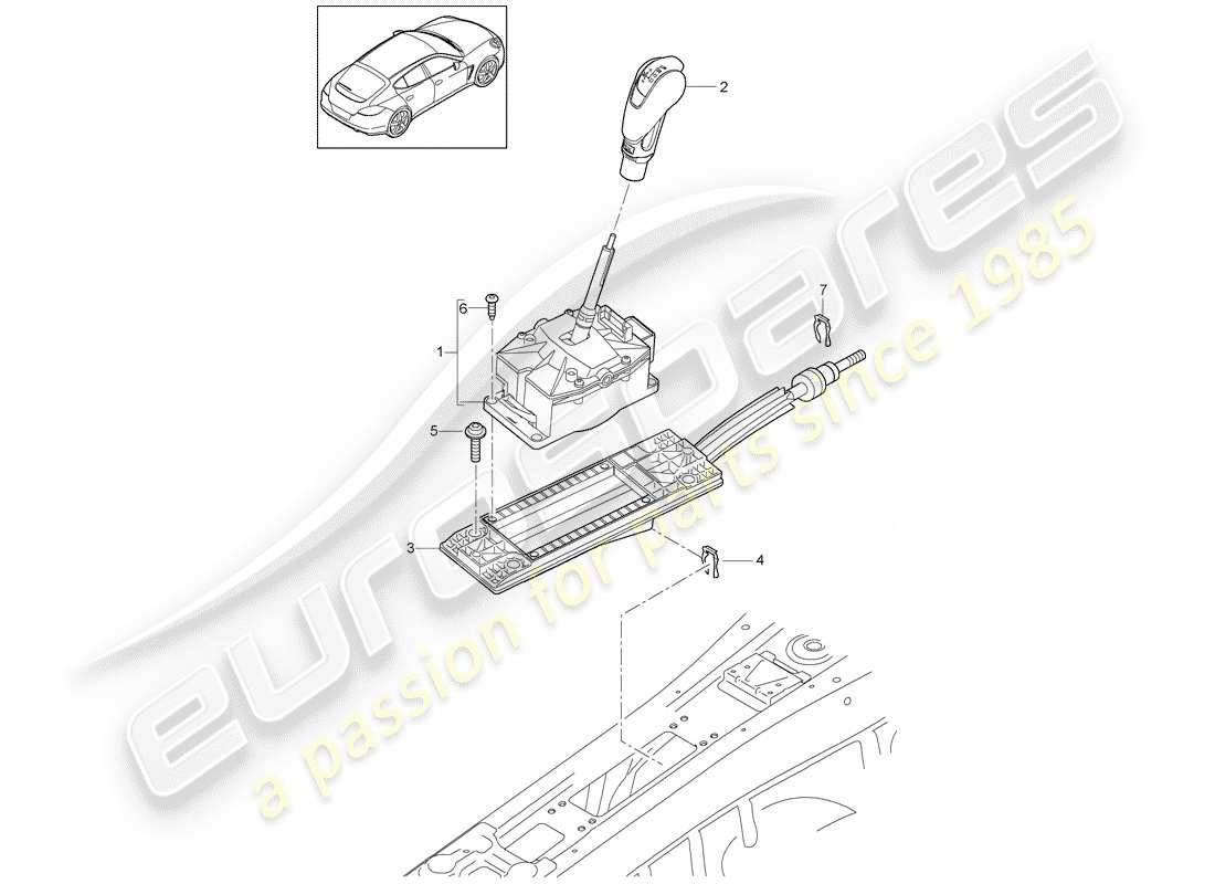 porsche 2016 (panamera 970) selector lever part diagram