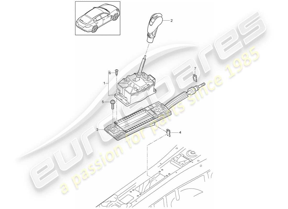 porsche panamera 970 (2016) selector lever part diagram