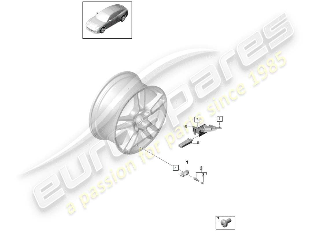 porsche 2018 (panamera 971-1) tire pressure control system part diagram