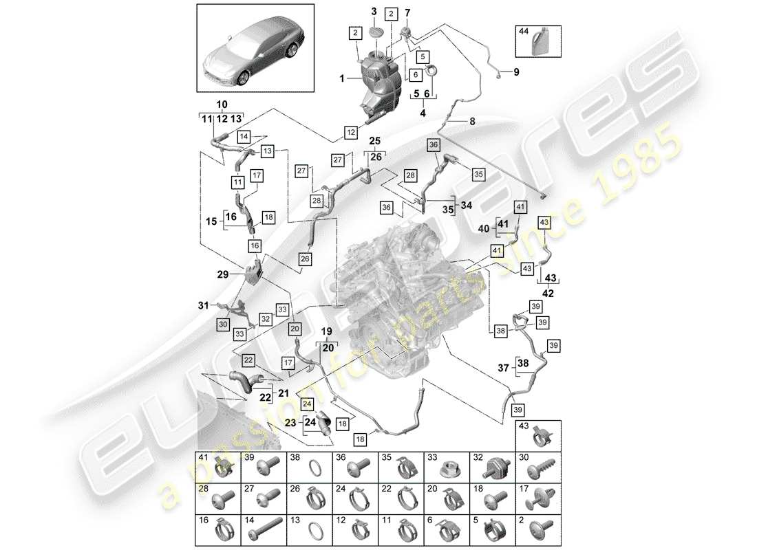 porsche 2018 (panamera 971-1) water cooling part diagram