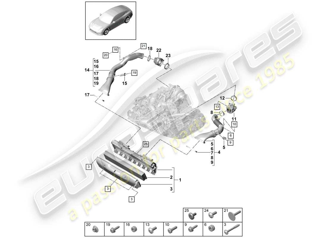 porsche 2018 (panamera 971-1) air cleaner housing part diagram