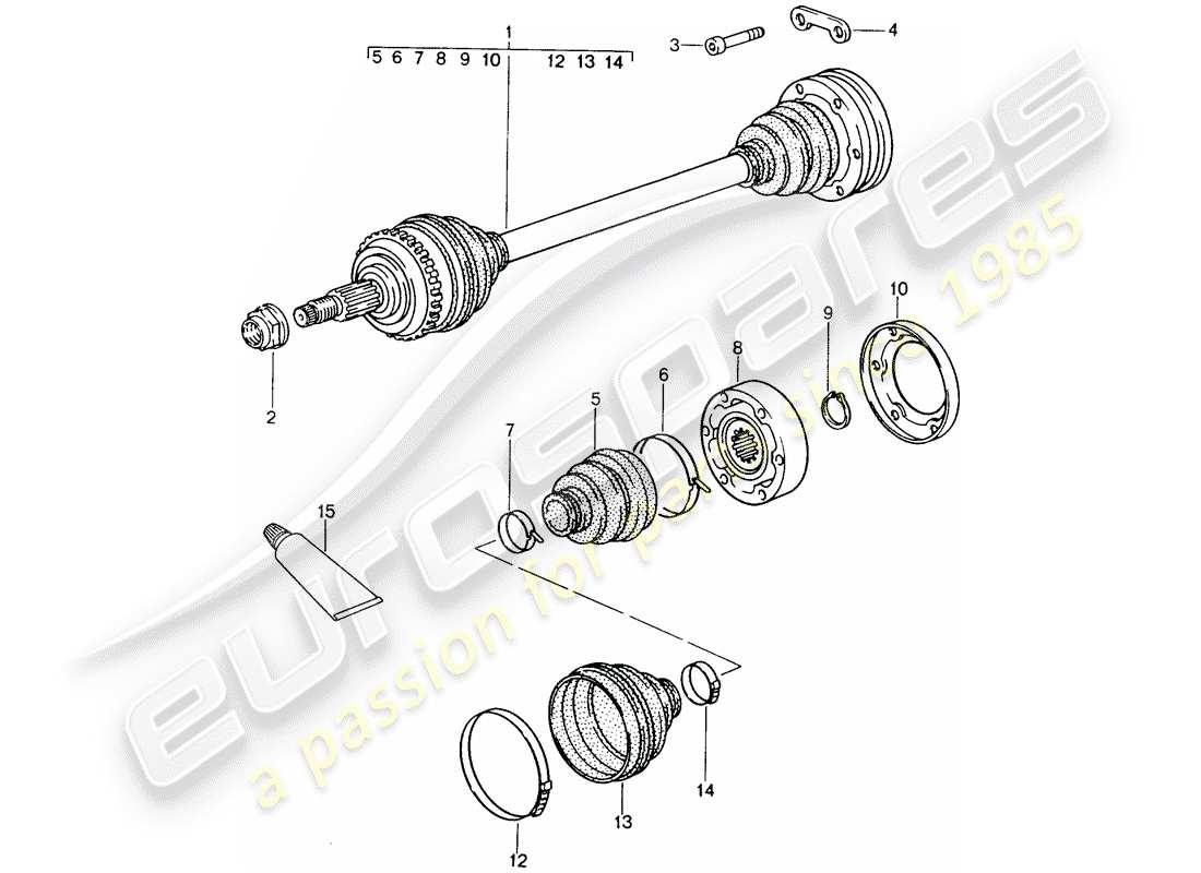porsche 1998 (993) drive shaft parts diagram