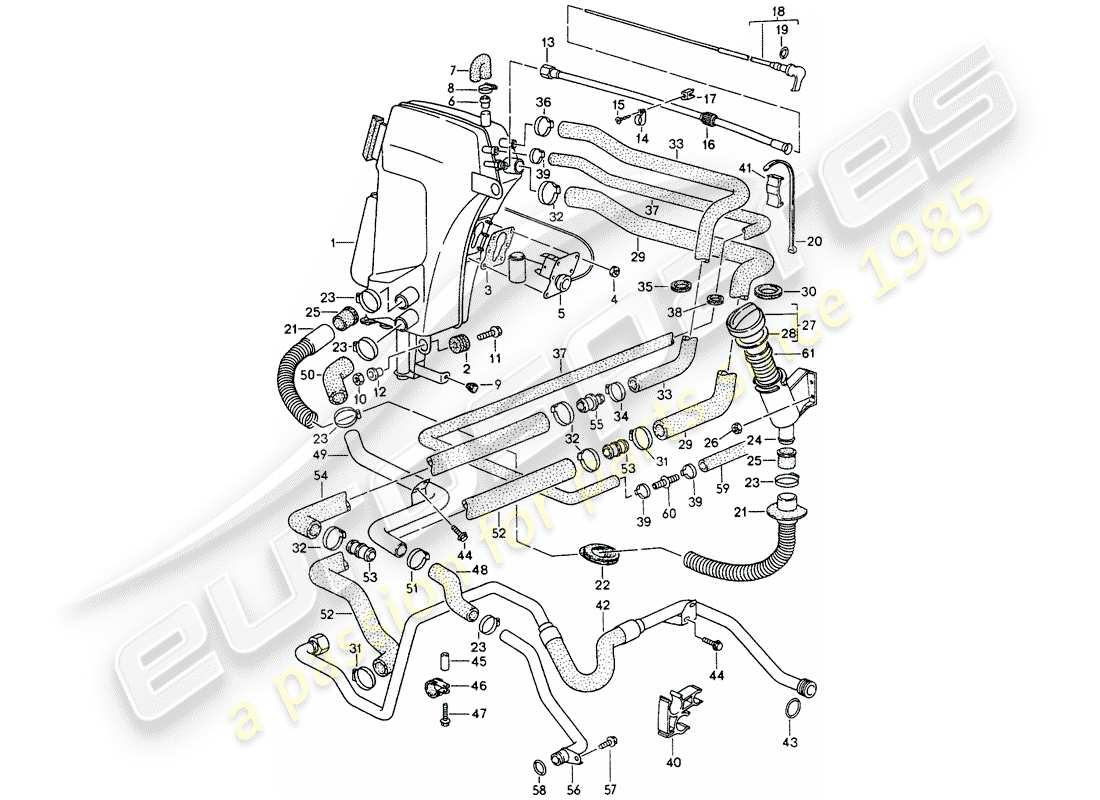 porsche 1998 (993) oil tank - lines parts diagram