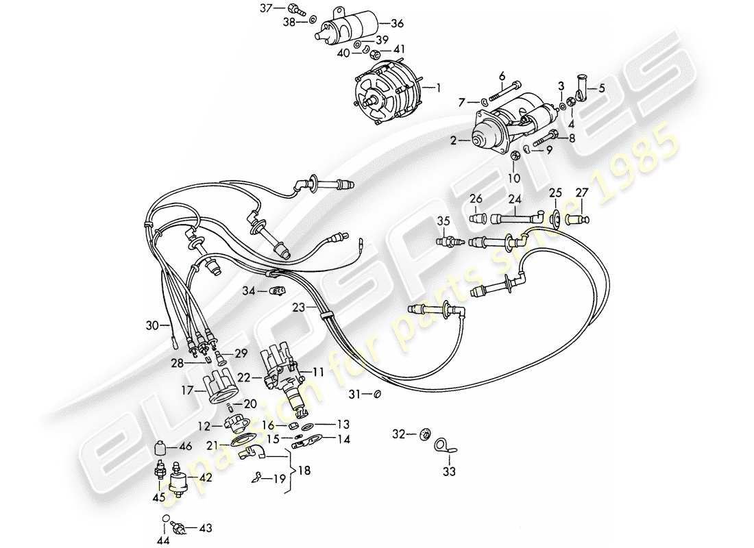 porsche 1968 (911/912) engine electrics part diagram