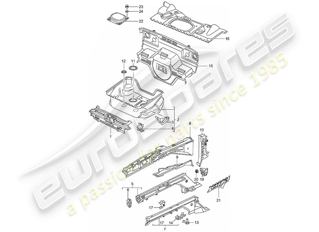 porsche 2004 (996) front end - single parts part diagram