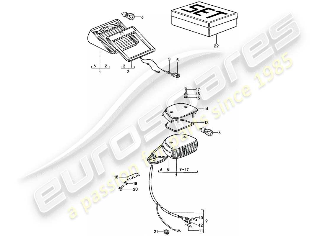 porsche 911 (1989) additional brake light part diagram