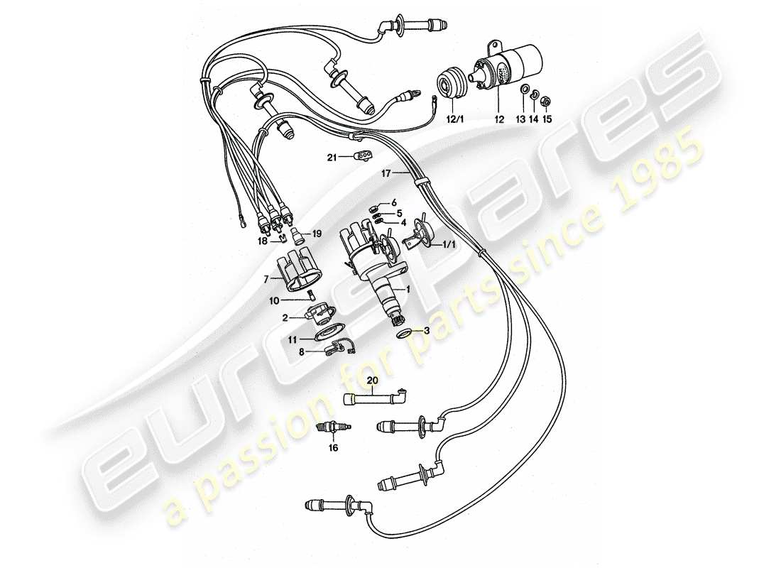 porsche 911 turbo (1977) engine electrics part diagram