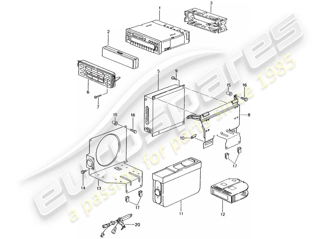 porsche 2004 (996) radio unit - amplifier - d >> - mj 2002 part diagram