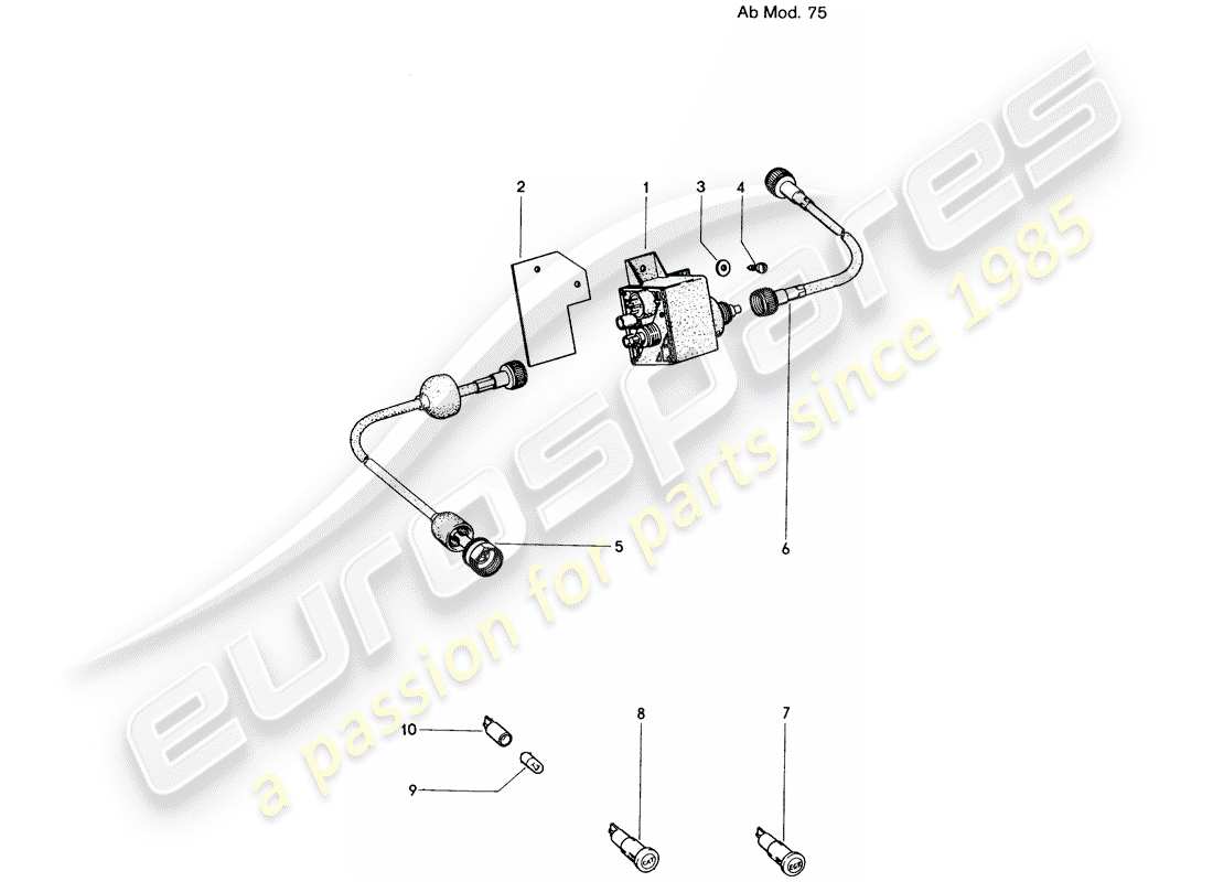porsche 1975 (914) catalyst - counter switch - warning lamp - d - mj 1975>> part diagram