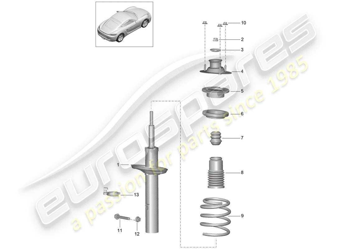 porsche 2020 (718 cayman) shock absorber part diagram