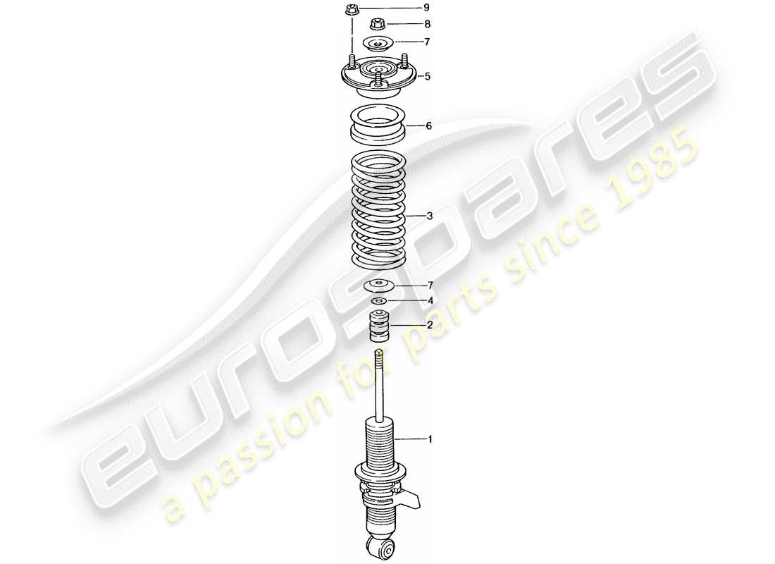 porsche 996 gt3 (2001) shock absorber - coil spring part diagram