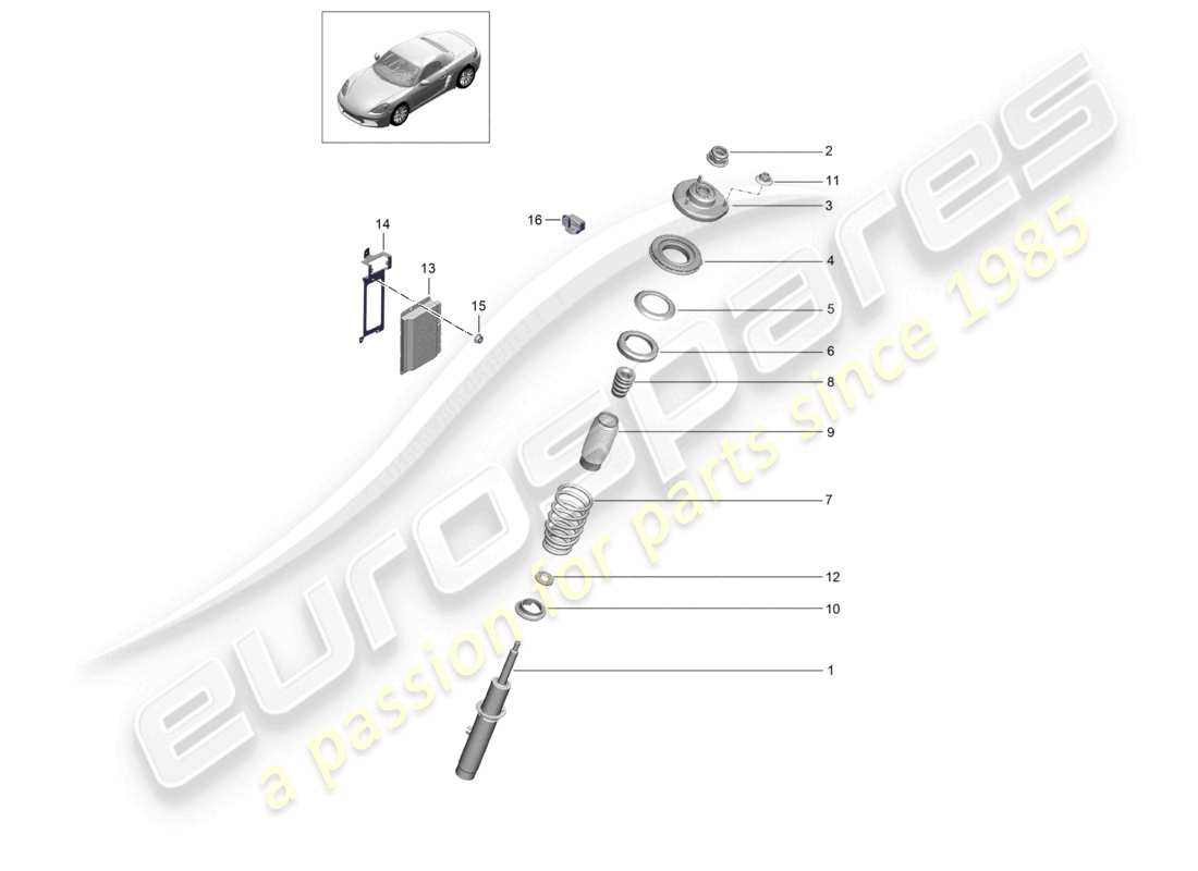 porsche 2020 (718 boxster) suspension shock absorbers parts diagram