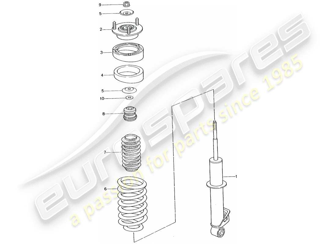 porsche 996 t/gt2 (2001) shock absorber - coil spring part diagram
