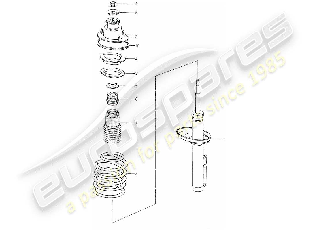 porsche boxster 986 (1997) shock absorber - coil spring parts diagram