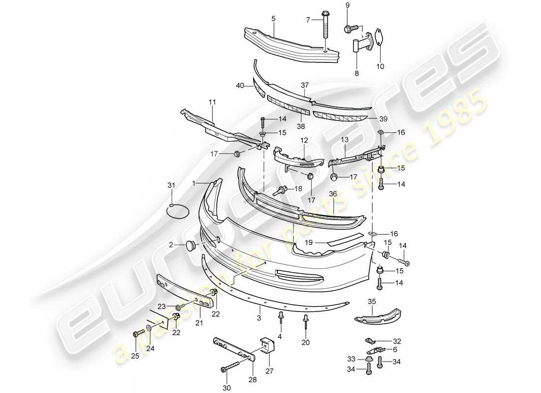 porsche 2005 (996 gt3) bumper part diagram