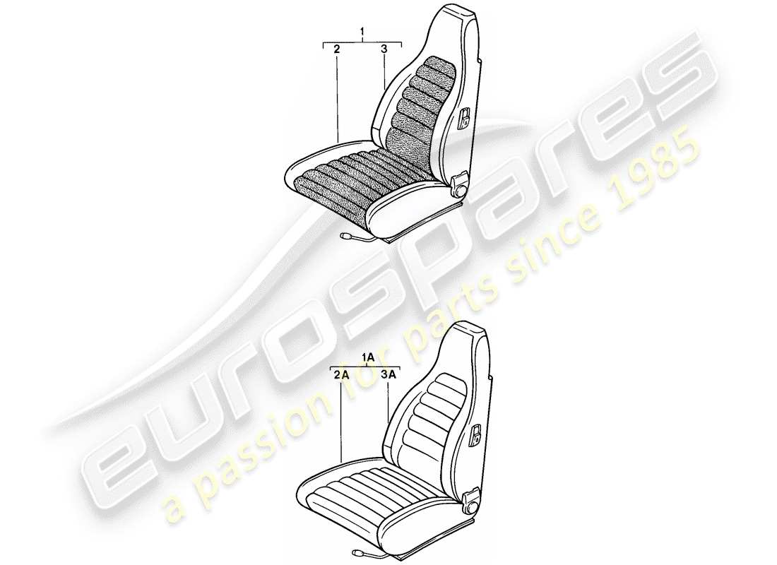 porsche 1978 (924) front seat - complete - seat cover part diagram