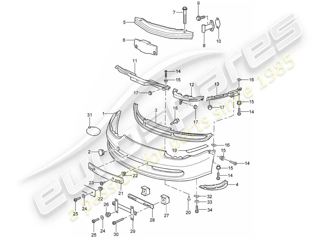 porsche 2002 (996) bumper part diagram