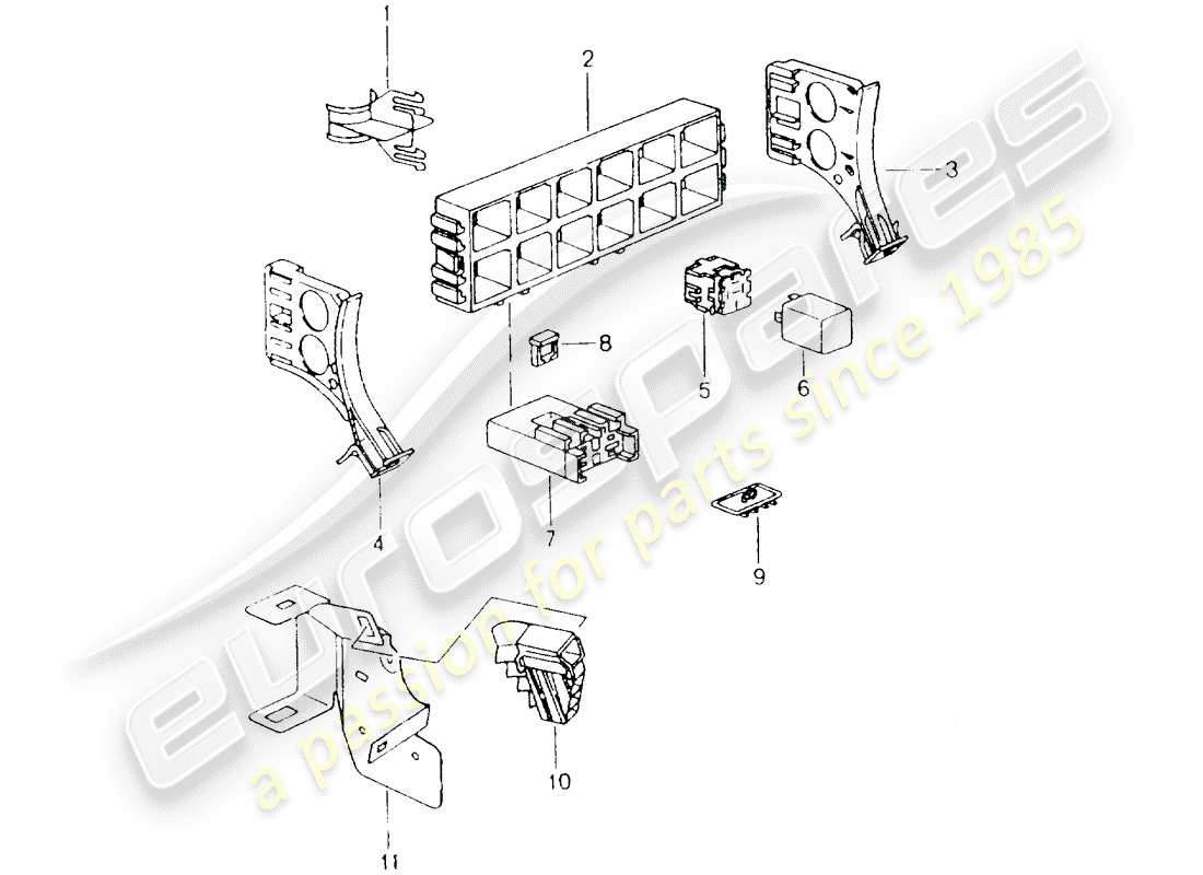 porsche 2001 (986 boxster) fuse box/relay plate parts diagram