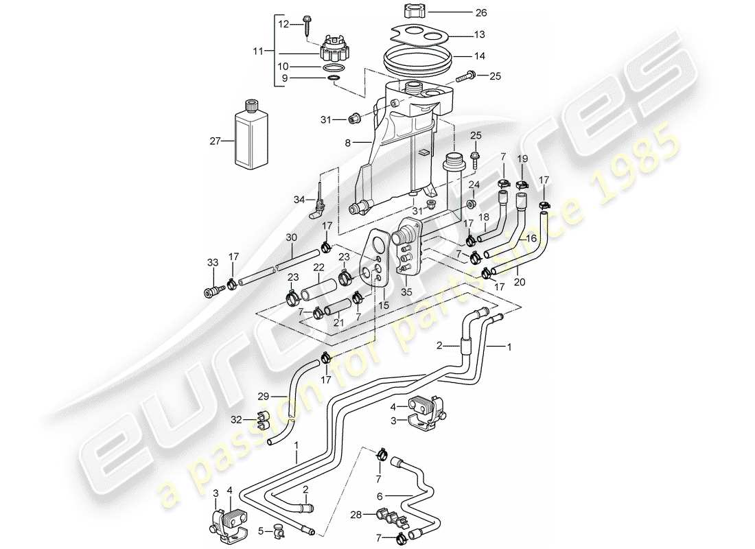 porsche 2001 (986 boxster) water cooling parts diagram