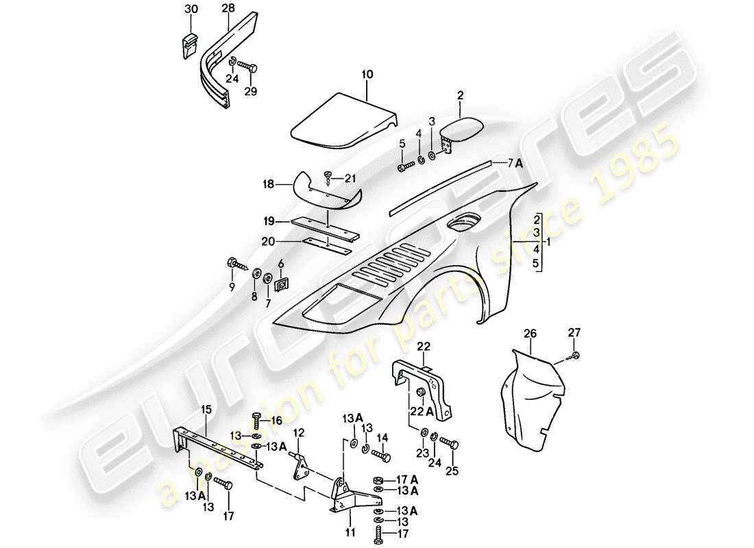porsche 1988 (911) special model - flatnose design - exterior panelling - fender part diagram