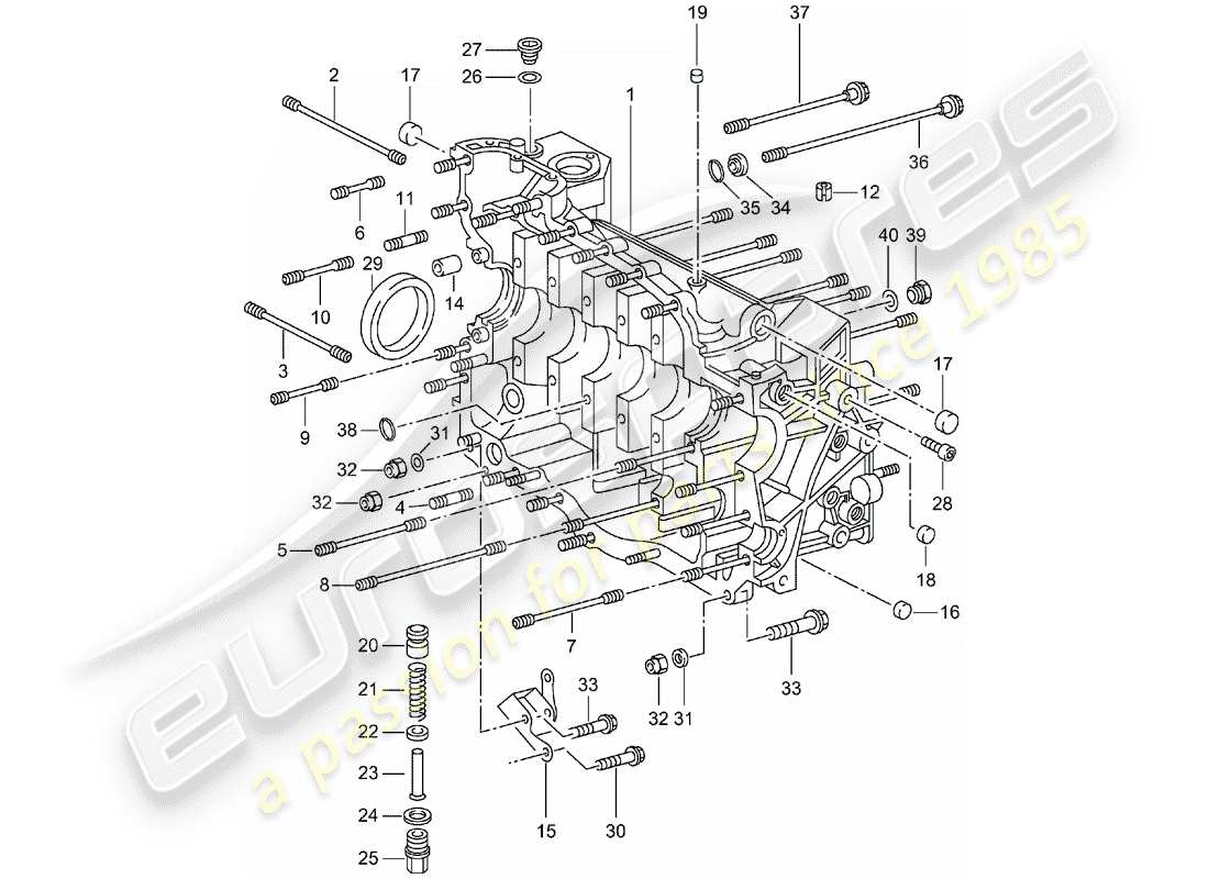 porsche 996 t/gt2 (2002) crankcase parts diagram