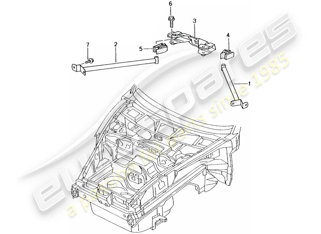 porsche 2001 (996 turbo / gt2) dome strut part diagram