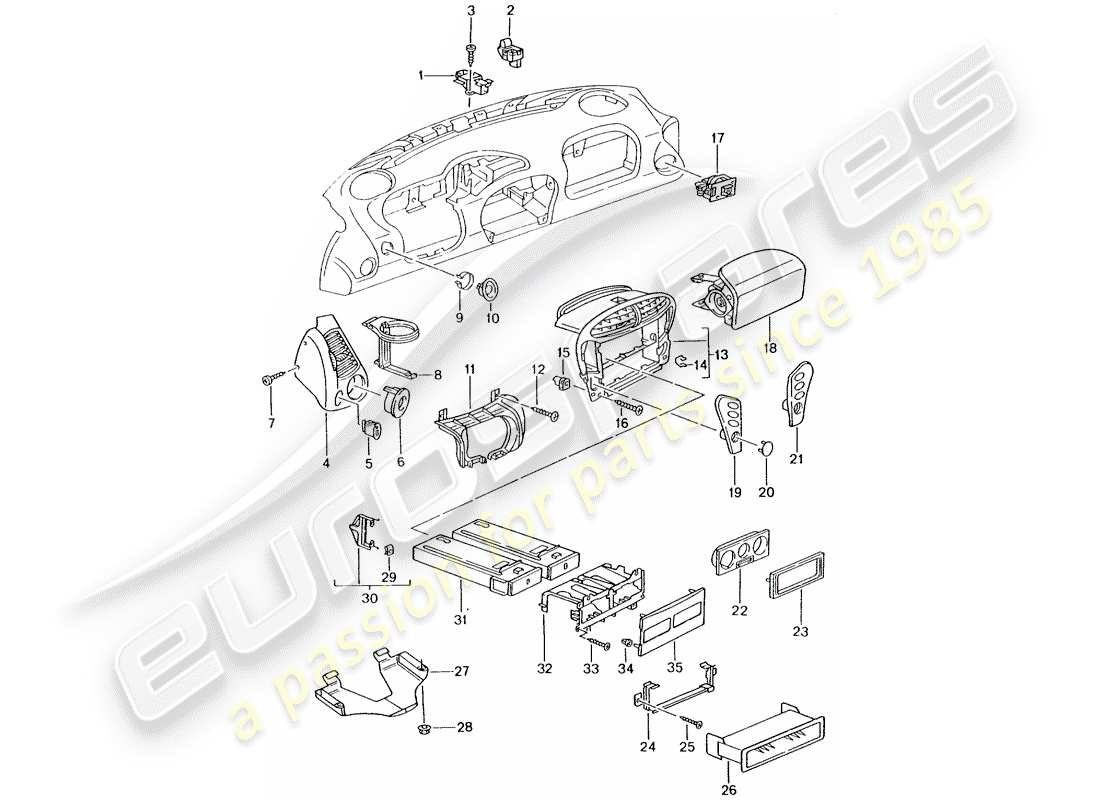porsche 2003 (986 boxster) accessories - dash panel trim - d >> - mj 2002 part diagram
