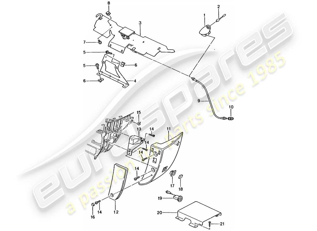 porsche 2001 (986 boxster) phone preparation parts diagram