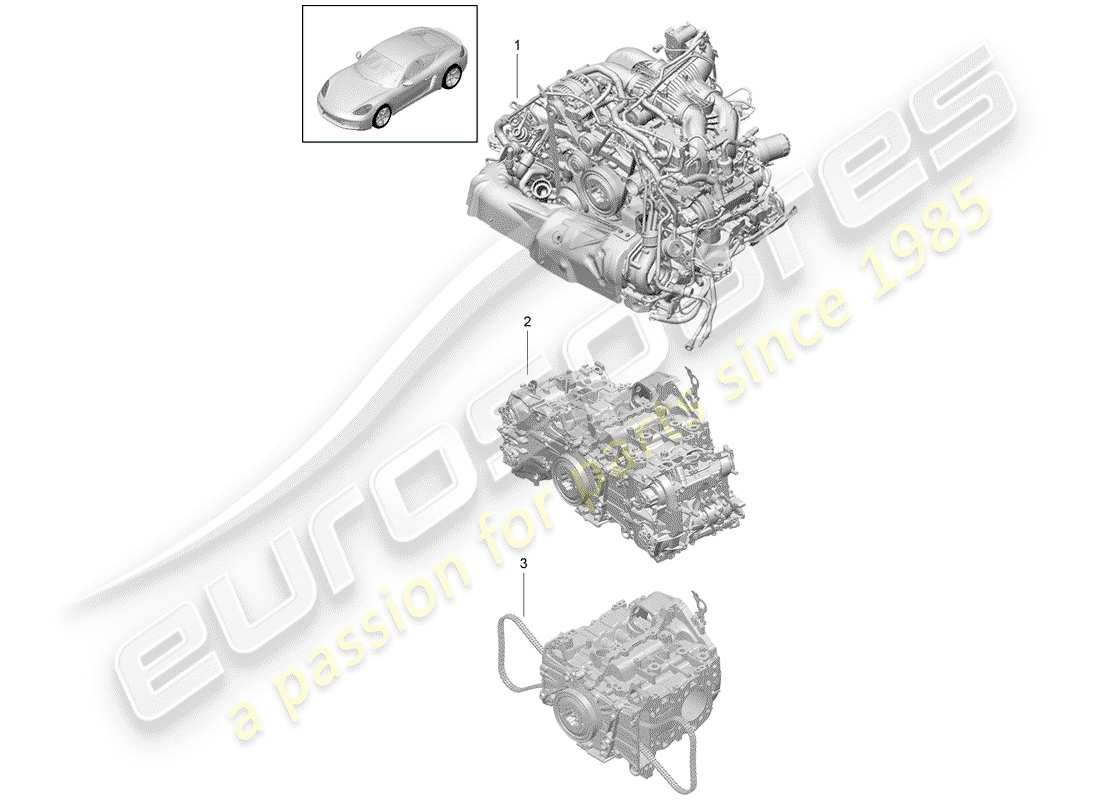 porsche 718 cayman (2020) replacement engine parts diagram