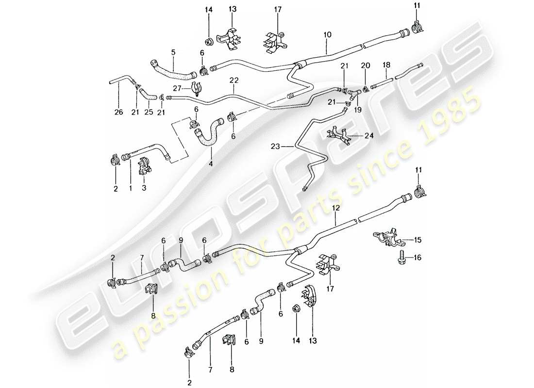 porsche 2001 (986 boxster) water cooling parts diagram