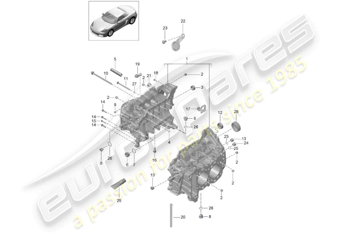 porsche 2020 (718 boxster) crankcase housing parts diagram