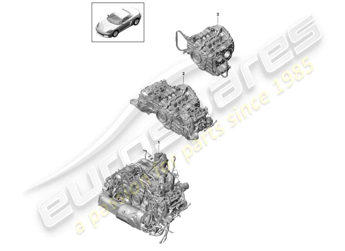 porsche 2020 (718 boxster) replacement engine for vehicles with a petrol particulate filter but without: clutch plate - pdk - gearbox but without: flywheel manual gearbox included compressor air conditioning part diagram