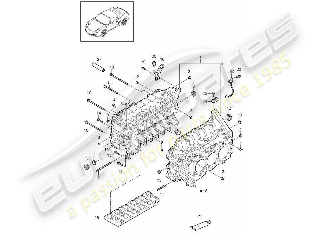 porsche cayman 987 (2012) crankcase part diagram