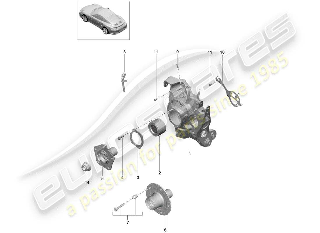 porsche 2019 (991-2 turbo) rear axle part diagram