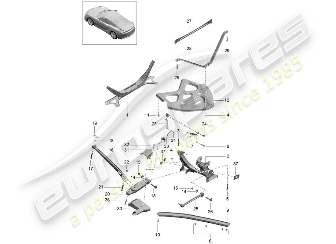 porsche cayman gt4 (2016) rear axle parts diagram