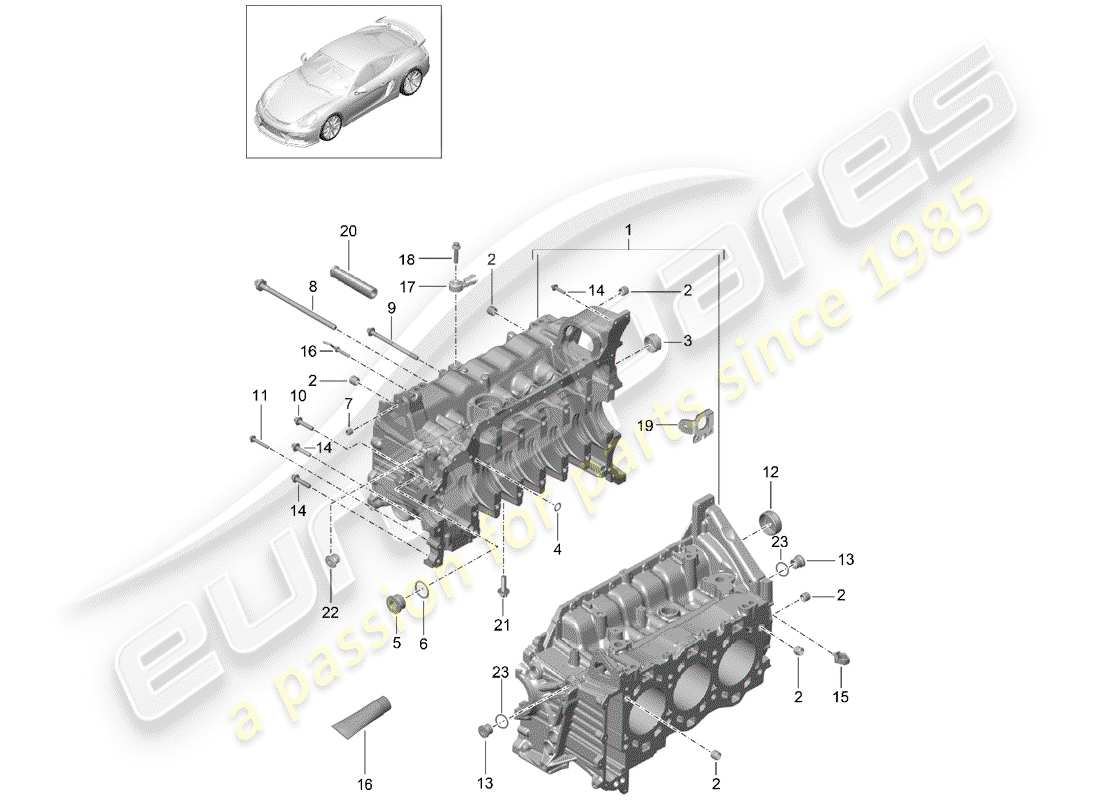 porsche 2016 (981 cayman gt4) crankcase part diagram