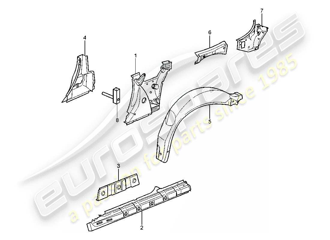 porsche 2002 (996 turbo / gt2) side panel part diagram