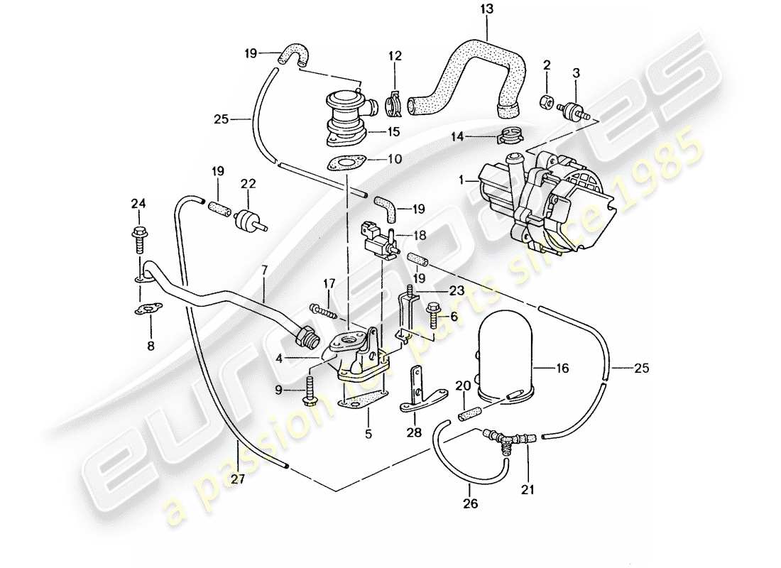 porsche 2003 (986 boxster) secondary air pump - - d - mj 2000>> - mj 2002 part diagram