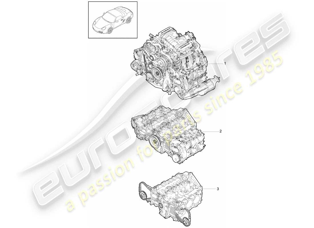 porsche boxster 987 (2012) replacement engine part diagram