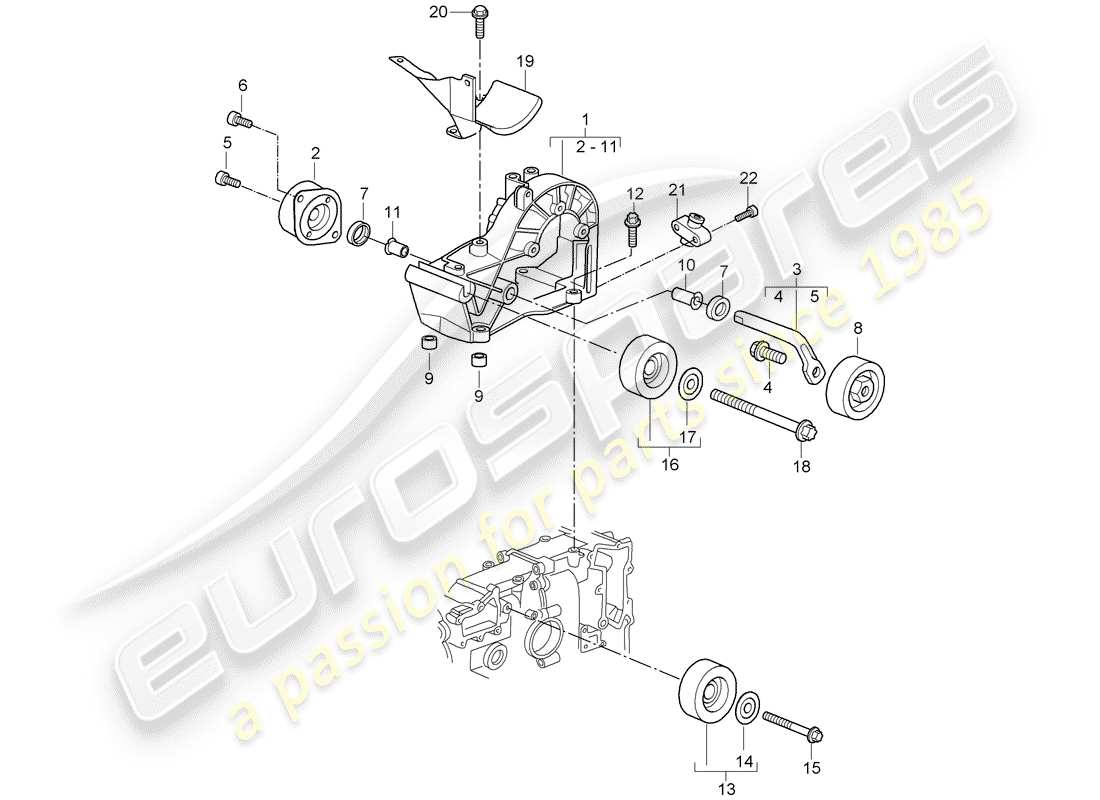 porsche 2007 (987 cayman) belt tensioner part diagram