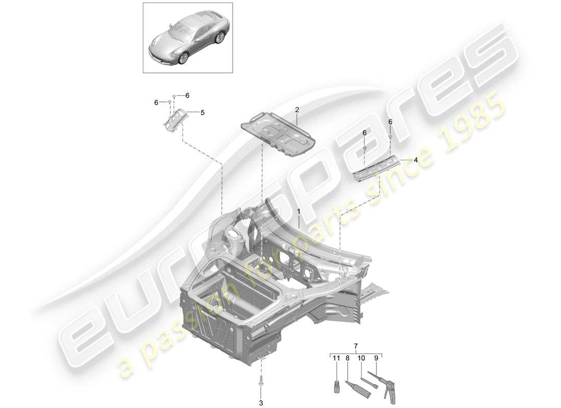 porsche 991 gen. 2 (2017) front end parts diagram