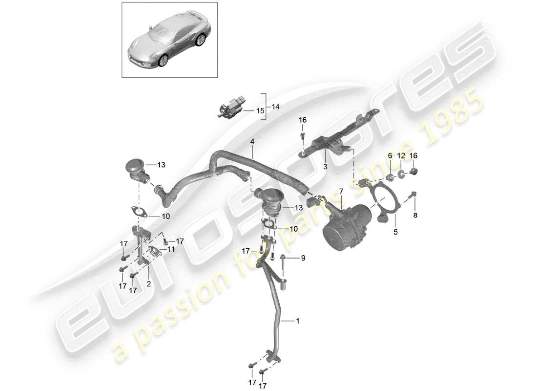 porsche 2015 (991-1 turbo) secondary air pump part diagram