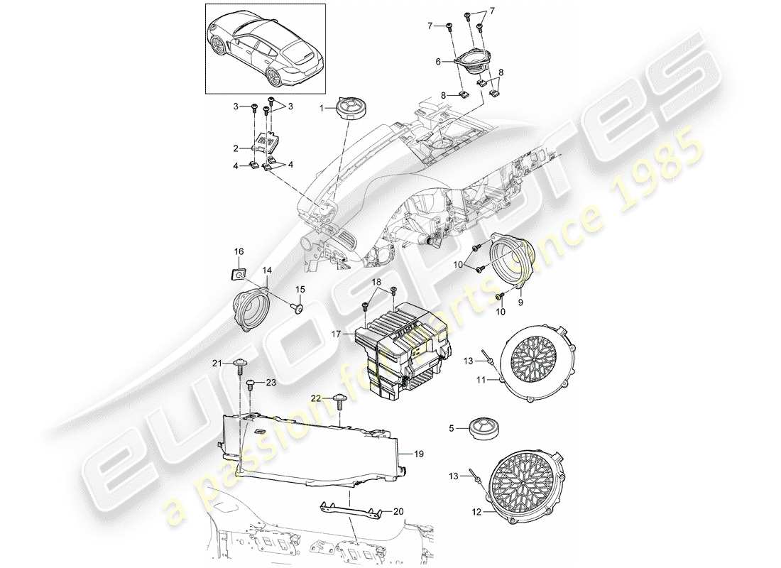 porsche 2011 (panamera 970) loudspeaker part diagram