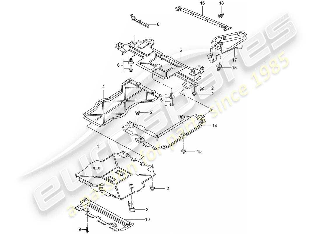 porsche 2002 (996 turbo / gt2) trims - for - underbody part diagram
