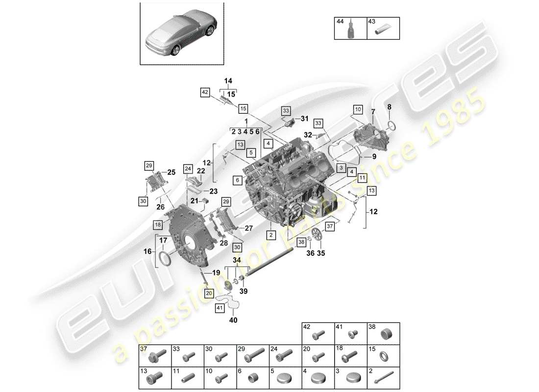 porsche 2019 (panamera 971-1) crankcase part diagram