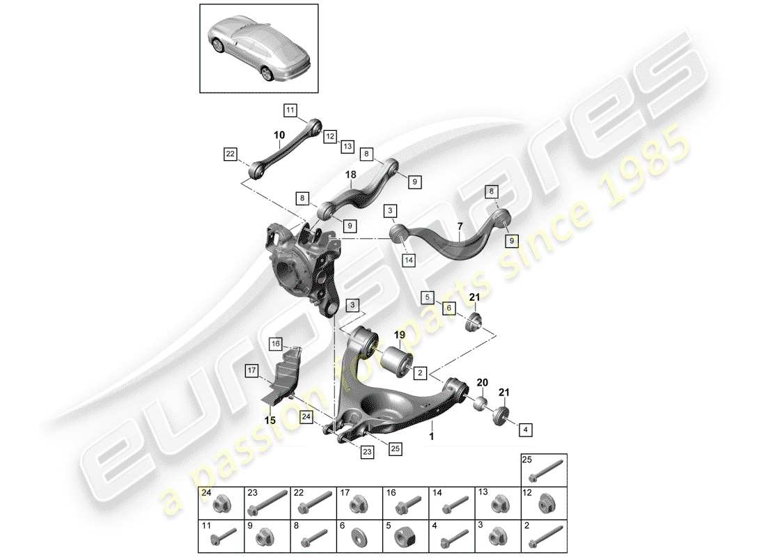 porsche 2019 (panamera 971-1) track control arm part diagram