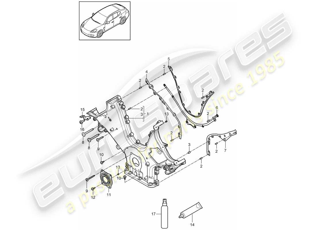 porsche panamera 970 (2016) cover for timing chain part diagram