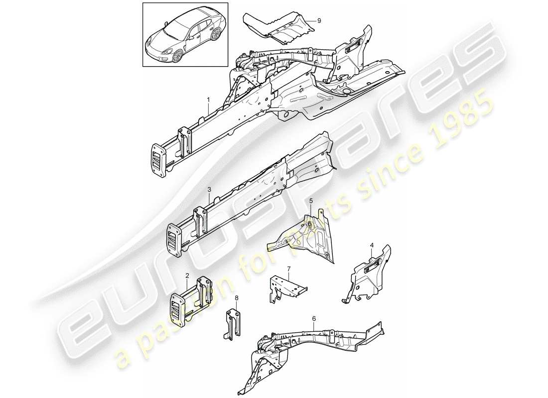 porsche 2016 (panamera 970) front end part diagram